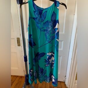 Ralph Lauren Blue and Green Floral Midi Dress